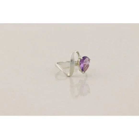 Sterling Silver Natural Purple Amethyst Ring Size 7 1/2 - Picture 8 of 9